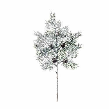 Imagem de Galho Folhas Verde Com Mini Pinhas 50x25x1cm 1593949