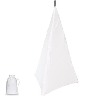 Imagem de Skyour 1 peça capa de suporte para alto-falante de chão elastano elástico de 3 lados suporte para DJ triangular suporte para tripé suporte tripé tripé tripé capas para casamentos, banquetes, eventos branco (1)