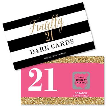 Imagem de Big Dot of Happiness Finally 21 Girl - 21st Birthday - Birthday Party Game Scratch Off Dare Cards - 22 Count