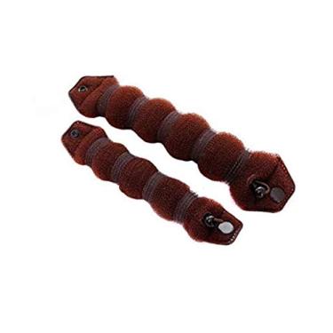 Imagem de DNHCLL Conjunto de 2 Estilo de Cabelo Mágico Marrom Estilo Cabelo Quente Donut Anel Estiloso para Mulheres Meninas (1 Grande + 1 Pequeno)