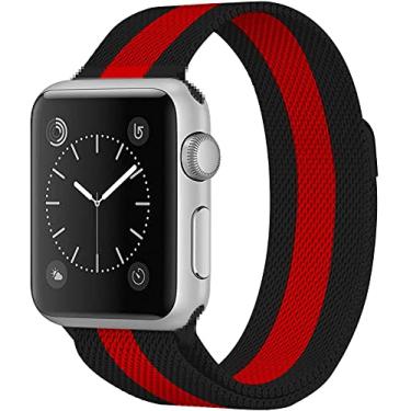 Imagem de TwiHill Adequado Para Apple Watch, Pulseira De Metal Pulseira Apple Watch, Pulseira De Aço Inoxidável Novo Iwatch, Adequado Para Apple Watch 6/7, Acessórios Apple Watch (40/44mm) (vermelho)