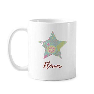 Imagem de Caneca de cerâmica com flores e folhas verdes para pintura em cerâmica para café e porcelana