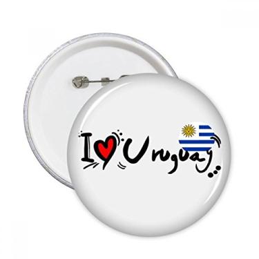 Imagem de I Love Uruguay Word Flag Love Heart Illustration Pins redondos Badge Button Emblema Acessório Decoração 5 peças