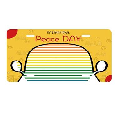 Imagem de DIYthinker Arco-íris gay Lésbica Forrado Coração LGBT Placa de Licença Decoração Carro Dia da Paz