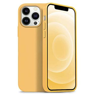 Imagem de Capa de silicone líquido para iphone 14 13 pro max à prova de choque para iphone 13 12 mini 11 pro telefone capa protetora macia, amarela, para iphone13 promax