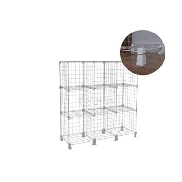 Imagem de Estante Organizadora de Aço 9 Nichos 3 Prateleiras Multiuso para Quarto Cozinha Banheiro Livreiro