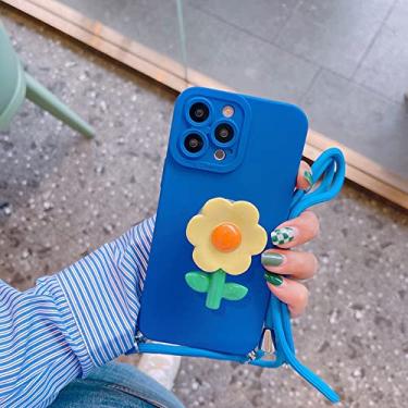 Imagem de Colheres de cordão de colar de corpo cruzado bonito 3d suporte de anel de flor suporte estojo macio para iphone 13 12 pro max 11 x xr xs 7 8 plus capa, c, para iphone xr