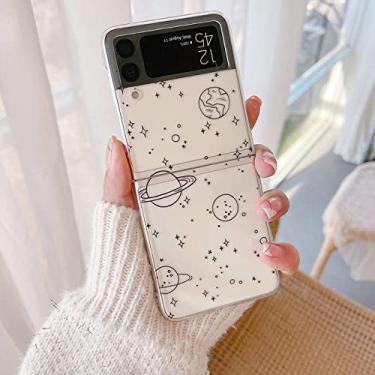 Imagem de para Samsung Galaxy Z Flip 4 3 2 5G 4G Caso Graffiti Pintura a óleo Cósmico Céu estrelado Desenhos animados Amor Difícil Claro TPU Capa Shell, Cósmico, para Galaxy Z Flip 2