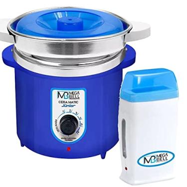 Imagem de Kit Depilação Termocera 400gr Com Refil Corpo Azul + Aquecedor de Cera Roll-on Azul Mega Bell
