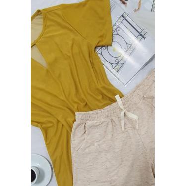 Imagem de Pijama Confort T-Shirt Com Decote V E Short Listrado - Intima Passion