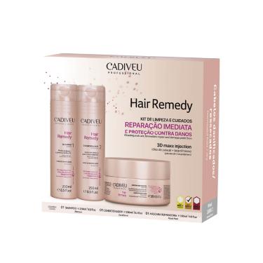 Imagem de Kit Cadiveu Home Care Hair Remedy com 1 Shampoo 215ml + Condicionador 215ml + Máscara 200ml 1 Unidade