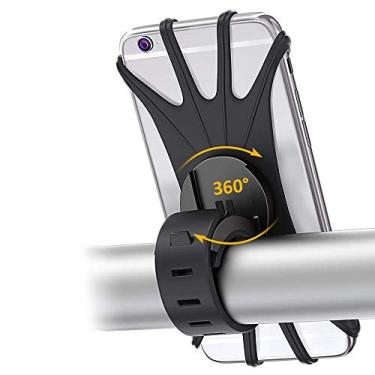 Imagem de Suporte de celular para bicicleta, suporte estabilizador de silicone giratório de 360°, braçadeira universal para guidão de motocicleta para iPhone/Android em alcance de 4 a 6,3 polegadas TechTrends