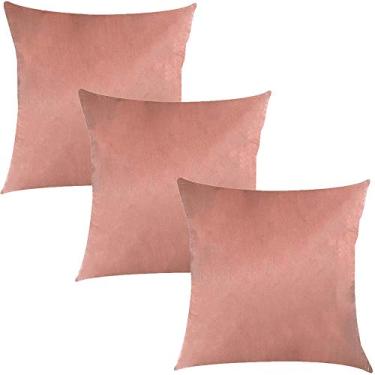 Imagem de Kit 3 Capas de Almofadas Rosê Liso Veludo 45x45cm
