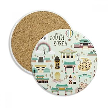 Imagem de Caneca de porta-copos de monumentos mais famosos da Coreia com proteção de mesa, pedra absorvente