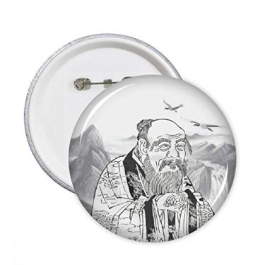 Imagem de Dao Religion Pintura de tinta China Pinos redondos Emblema Decoração de roupas 5 peças Presente