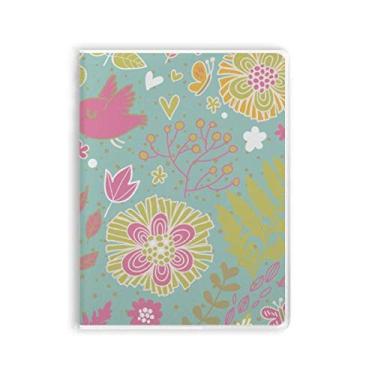 Imagem de Caderno de folhas verdes com tinta para plantas de flores, capa macia