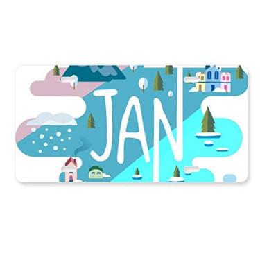 Imagem de DIYthinker Ilustração da temporada do mês de janeiro, placa de licença decoração de aço inoxidável para automóveis