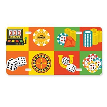 Imagem de DIYthinker Ilustração de objetos de cassino quadrado, placa de licença decoração de aço inoxidável para automóvel