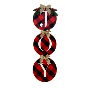Imagem de Novo pingente de Natal JOY vermelho e preto com grinalda de grinalda na porta_34cm