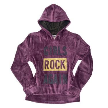 Imagem de Blusa De Frio Moletom Menina Veludo Estilosa Fechada Capuz-Feminino