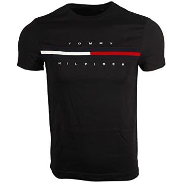 Imagem de Camiseta masculina Tommy Hilfiger com logotipo grande de ajuste clássico, Preto, XX-Large