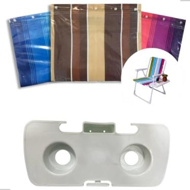 Imagem de Kit Refil Cadeira de Praia e Mesa Portátil Porta-Copos para Cadeira de Abrir