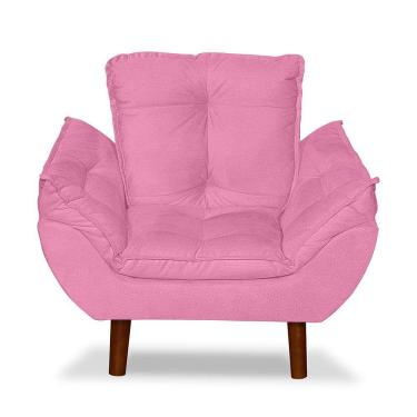 Imagem de Mini Poltrona Cadeira Infantil de Criança Suede Rosê Pés Palito