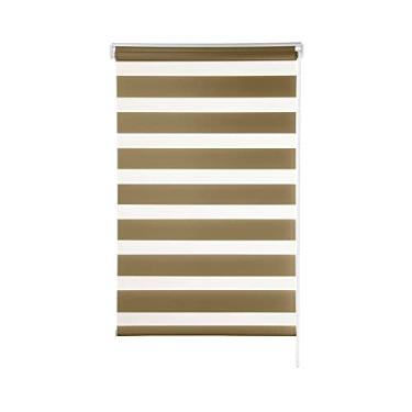 Imagem de Persiana para Janela Rolo Zebra Tecido Duplo com Faixas Opacas e Transparentes L 1,40 m x A 1,60 m, Caramelo