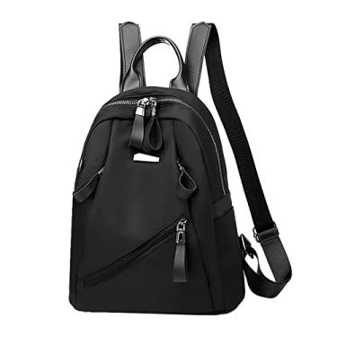 Imagem de Mochila feminina de couro para laptop moderna leve mochila de lazer mochila escolar bolsa de viagem, Preto, One Size, Mochilas Tradicionais