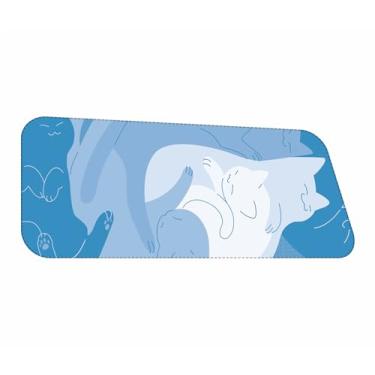 Imagem de Mouse Pad Gamer Gatinho chinês 90x40 mousepad gamer Extra Grande (Azul)