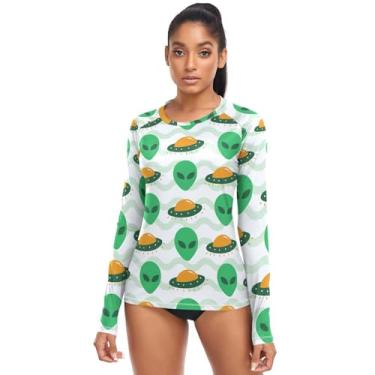 Imagem de Planet Universe Camiseta feminina Rash Guard para meninos e verdes, roupa de banho de secagem rápida FPS 50+, Planet Universe Boy Green, P