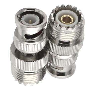 Imagem de MOUDOAUER 2 peças BNC macho plugue para UHF SO239 conector coaxial fêmea para antena CB de rádio amador