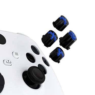 Imagem de eXtremeRate Botões ABXY para controle de Xbox Series X e S, três tons, preto e transparente com símbolos clássicos azuis, botões de substituição para controle sem fio Xbox One S/X, Elite Series 2 e 1