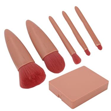 Imagem de MUNEFE Conjunto de pincéis de maquiagem com 5 peças, pincel de base, brochas para maquillaje profissional, projetado para aplicar sombra e pó de fixação