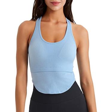 Imagem de Camiseta feminina costas nadador com estampa gráfica plus size sem mangas linda camiseta de verão blusa boho colete de festa, Azul, P