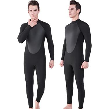 Imagem de REALON Roupa de mergulho masculina neoprene roupa de banho de 3 mm de manga comprida de corpo inteiro para mergulho, natação, surfe, adulto em água fria aeróbica (3 mm, preto, 4GG)