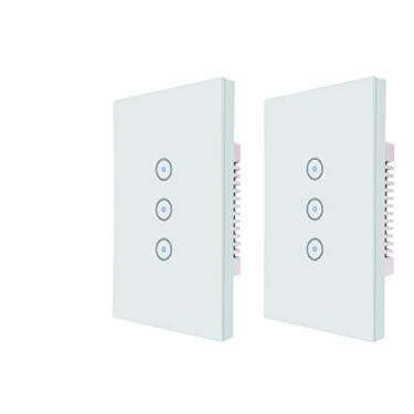 Imagem de Jinvoo Interruptor de luz de toque inteligente de parede WiFi, controle remoto para smartphone, compatível com iOS e Android, com Alexa Echo e Google Assistant, certificação ETL (3 gang-2 unidades)