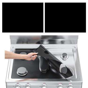 Imagem de Linzuza 2 peças de proteções para fogão a gás capas protetoras de 0,3 mm cortáveis, capas de queimador de resistência ao calor, protetor de tapete de fogão, seguro, reutilizável, fácil de limpar,