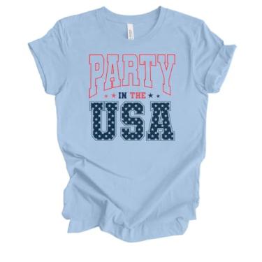 Imagem de Trenz Shirt Company Camiseta feminina divertida de manga curta para festa nos EUA, Azul bebê, GG