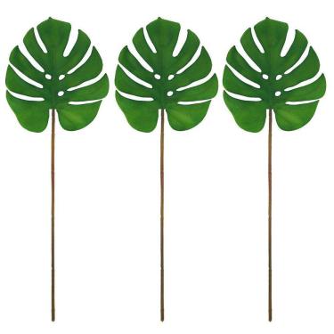 Imagem de Jogo 3 Folhas Costela de Adão Verde Artificial Látex Premium 19cm - MC Flores