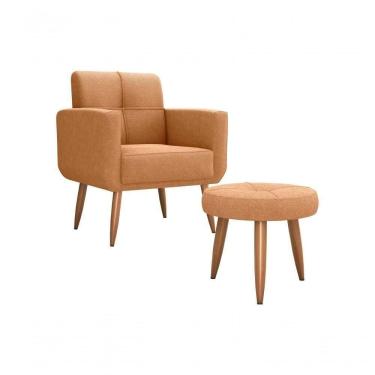 Imagem de Kit Poltrona Decorativa Sala + Puff Havana Matrix Mostarda