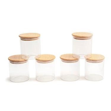Imagem de Oikos - Kit 6 Potes de Vidro 500ml com Tampa de Bambu Hermético Redondo