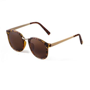 Imagem de Moda redonda condução óculos de sol masculino na moda lente espelho metal mix templos rebite quadrado feminino tons óculos de sol uv400, chá c13, um tamanho