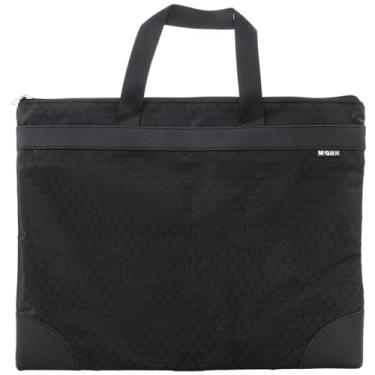 Imagem de M&G Bolsa grande com zíper de 30,5 x 38 cm com alça, bolsa de armazenamento de documentos Oxford leve e impermeável A4, organizador de arquivos para pasta de arquivamento de livros de viagem de