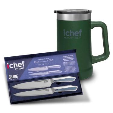 Imagem de Conjunto de Facas Professional PRO e Caneca Térmica Com Tampa Smart Cup 710ml Ichef