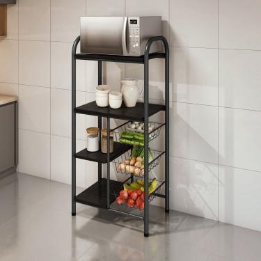 Imagem de Fruteira para Cozinha Camila Fruteira em Aço com 3 Cestos Preto