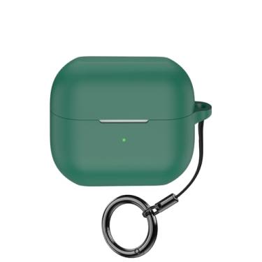 Imagem de Keminsung Capa para Galaxy Buds 3/Galaxy Buds 3 Pro, fones de ouvido sem fio, material de silicone, à prova de choque, proteção portátil exclusiva com mosquetão (verde)