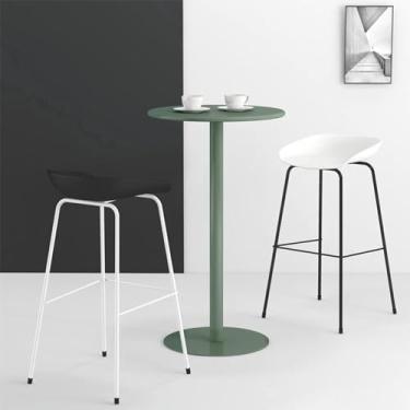 Imagem de Mesa de bistrô de metal, mesas de bar de coquetel, mesas altas de pub de bistrô, mesa de jantar redonda para café da manhã, mesa de centro de estilo moderno