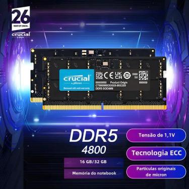 Imagem de Memória RAM Crucial para Laptop - 16GB, 32GB DDR5 (4800MHz e 5600MHz) 