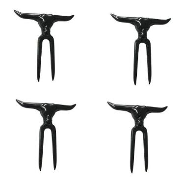 Imagem de Quatro (4) Garfinhos Touro Preto para Churrasco e petiscos